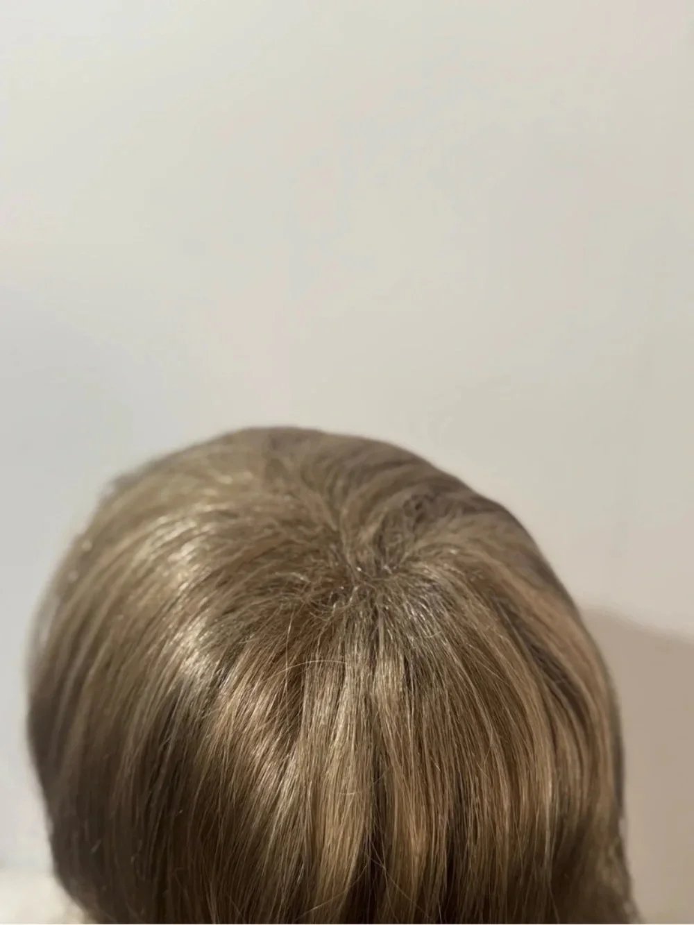 Short Layered Ash Blonde Modacrylic Wig with Side Swept Bangs